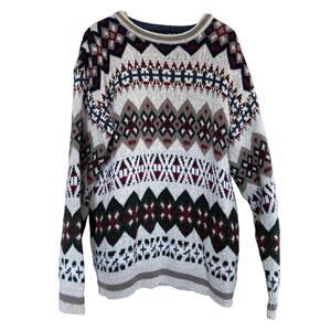 RALPH LAUREN Chaps vintage chunky knit fisherman 100% cotton crewneck sweater